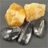 Image 1 : Lot of Orthoceras Fossils & Raw Orange Calcite Specimens 