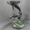Image 1 : Vintage Bronze Dolphin Statue with Marble Base