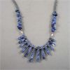 Image 3 : Sodalite Gemstone Necklace 26" & Earrings Set