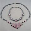 Image 1 : Pink Cat's Eye & Hematite Necklace and Anklet  Set