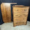 Image 1 : Early to Mid Century Solid Wood Highboy Dresser and Head Board