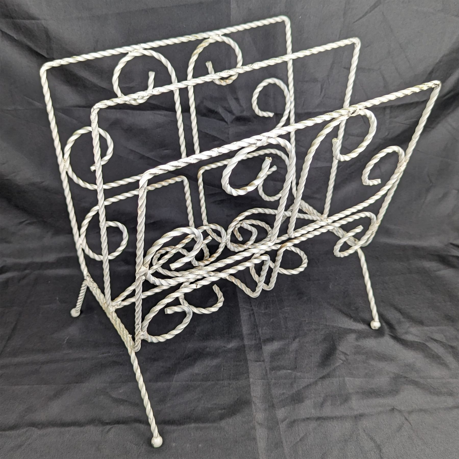 Vintage Iron Twisted Wire Magazine Rack