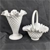 Image 1 : Set of 2 Hobnail Milk Glass Dishes