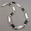Image 2 : Beautiful Black Onyx and Mother of Pearl Necklace 18" & Earrings Set