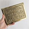 Image 2 : Brass "Warning Attack Cat" Sign 