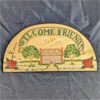 Image 1 : Vintage Hand Painted "Welcome Friends" Wooden Sign