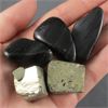 Image 1 : Lot of Polished Rainbow Obsidian & Raw Pyrite Cubes