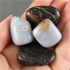 Image 2 : Lot of Polished Angelite & Black Tourmaline With Red Jasper Specimens