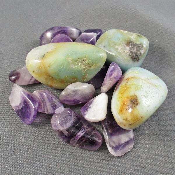 Lot of Polished Amazonite & Amethyst Specimens
