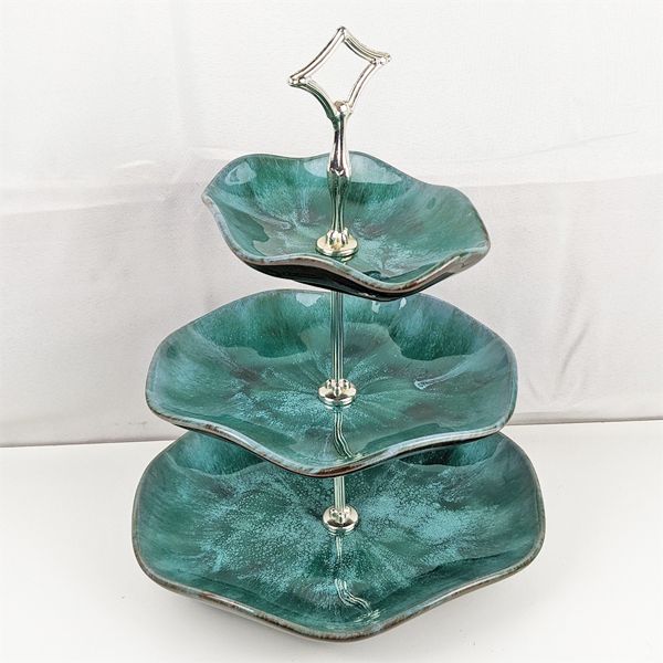 3 Tier Blue Mountain Pottery Serving Tray