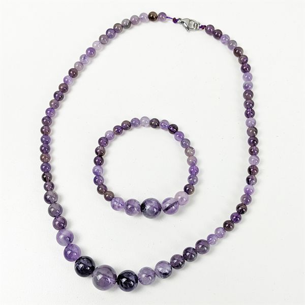 NEW Amethyst Crystal Necklace 19" and 7.5" Bracelet 