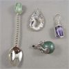 Image 1 : Moss Agate Pendant, Oco Geode Pendant, Amethyst Pendant and Aventurine Spoon
