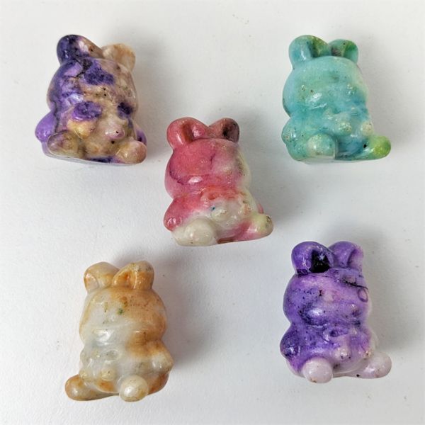 Set of 5 Mix Color Stone Rabbits 