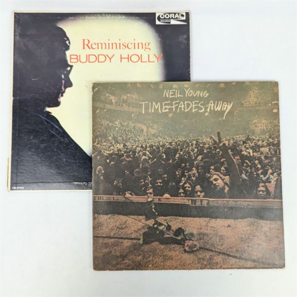 Set of 2 Vinyl LP Record Albums - Neil Young and Buddy Holly