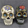 Image 1 : Set of 2 New Orleans Resin Sugar Skull Statues 