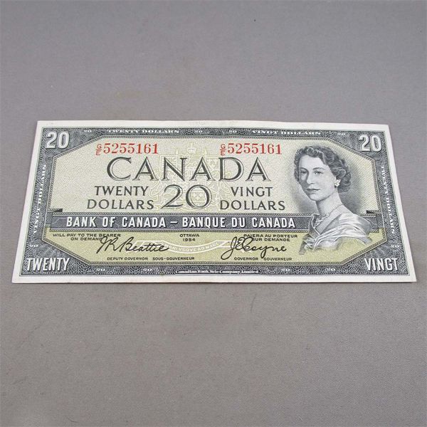1954 Twenty Dollar Canadian Bank Note GE 5255161  - Nice Bill