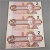 Image 1 : Set of 3 - 1986 Two Dollar Canadian Bank Notes - Appears Uncirculated