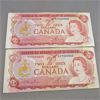 Image 1 : Set of 2 - 1974 Two Dollar Canadian Bank Notes - Good Condition