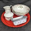 Image 1 : Set of Christmas Pattern China, Baking Dishes & Red Tray
