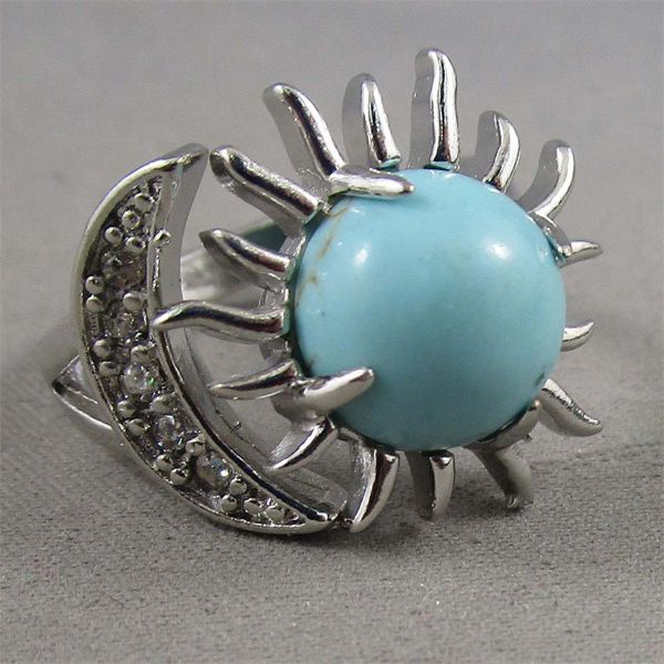 Sun & Moon Stone Ring - Adjustable Size 6.5 to 8