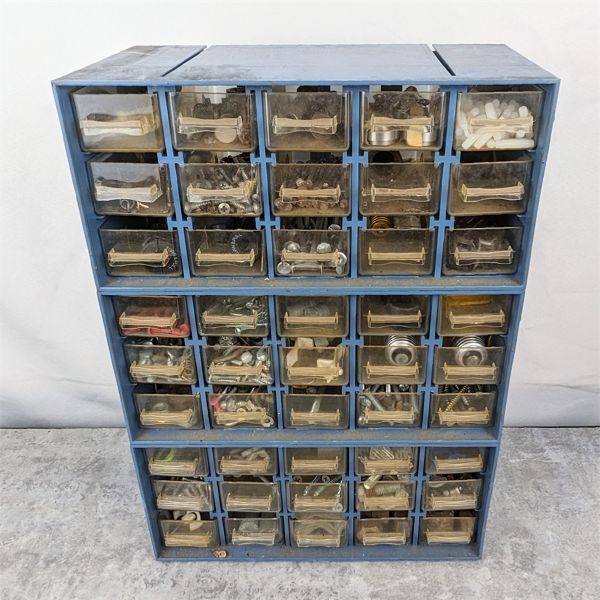 Hardware Bin Cabinet with Various Hardware