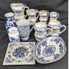 Image 1 : Lot of Various Dutch Blue Porcelain Dishes and Clock