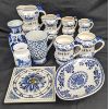 Image 1 : Lot of Various Dutch Blue Porcelain Dishes and Clock