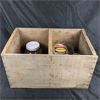 Image 1 : Lot of Vintage Glass Jars In a B.C. Fruit Crate