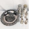 Image 1 : Lot of Silver Plated Salt & Pepper Shakers & Decorative Wall Plate