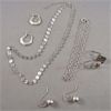 Image 1 : 925 Sterling 14" Chain, 7" Bracelet & 3 Sets of Sterling Earrings