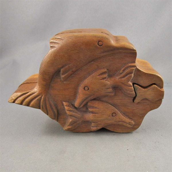 Wood Puzzle Box - Dolphins - Treasure Box