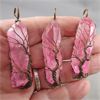 Image 2 : Lot of 3 Pink Aura Quartz Gemstone Tree Pendants