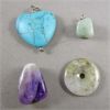 Image 1 : Set of 4 Gemstone Pendants - Amethyst, Aventurine, Howlite & Included Quartz