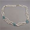 Image 2 : Fresh Water Pearl & Turquoise Necklace  24"