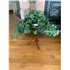 Image 3 : Marble Top Accent Table- 20H x  12 In Diamenter With Fake Decorative Plant