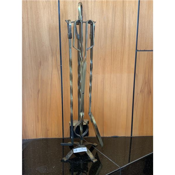 Five Piece Brass Fireplace Tools