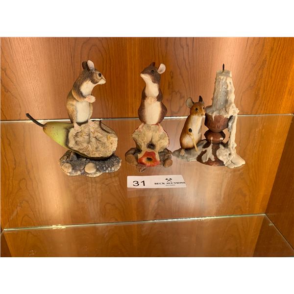Three Collectible Mice (Handmade Made In Scotland) By Border Fine Arts