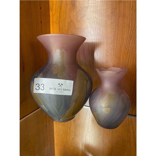 Two Hand Painted Vases - Largest 7 Inches