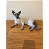 Image 1 : Cat Statue Ceramic Hand Painted Hand Crafted " Siamese Lying Smokey Blue "