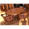 Image 1 : Oak Table With Two Leafs,Five Chairs, And Six Cushions - 65L x 42W x 29H