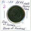 Image 1 : 1844 Province of Canada, bannk of Montreal half penny token