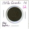 Image 1 : 1907H Canadian large cent coin - KEY DATE