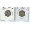 Image 1 : Lot of 2, Newfoundland silver 25 cent coins - 1917c, 1919c
