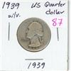 Image 1 : 1939 USA silver quarter dollar