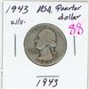 Image 1 : 1943 USA silver quarter dollar