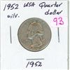 Image 1 : 1952 USA silver quarter dollar
