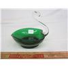 Image 1 : Art Glass Green Swan Heart Shaped Dish