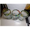 Image 1 : 508. 3 Mexican hand-blown glass confetti rim tumblers