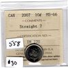 Image 1 : 558. 2007 10 cent MS certified straight 7