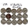 Image 1 : 559. 15 buffalo nickels